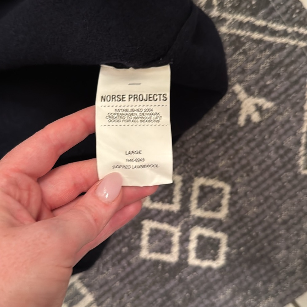 Norse Projects Sigfried Merino Lambswool Crewneck Sweater Navy Blue - Picture 8 of 10